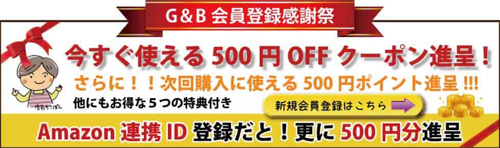 シニアファッションＧ＆Ｂ　会員登録　今すぐ使える500円OFFクーポン進呈。さらに次回購入に使える500円ポイント進呈で2重にお得です。