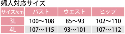 婦人対応サイズ表