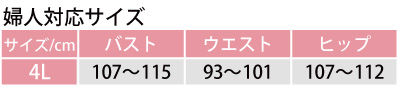 婦人対応サイズ表