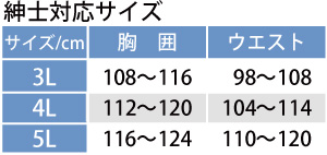 紳士対応サイズ表