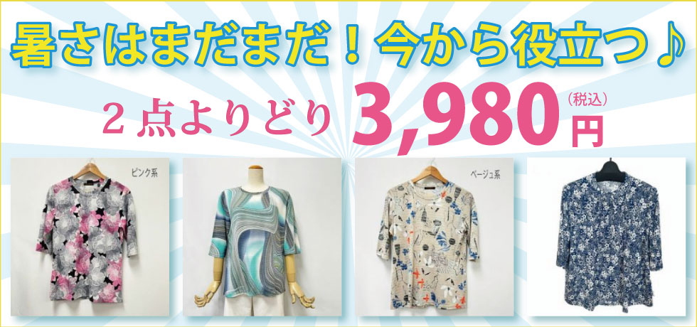 高齢者の服　婦人　紳士　夏本番をを快適に過ごそう！　よりどり２点３，９８０円　
