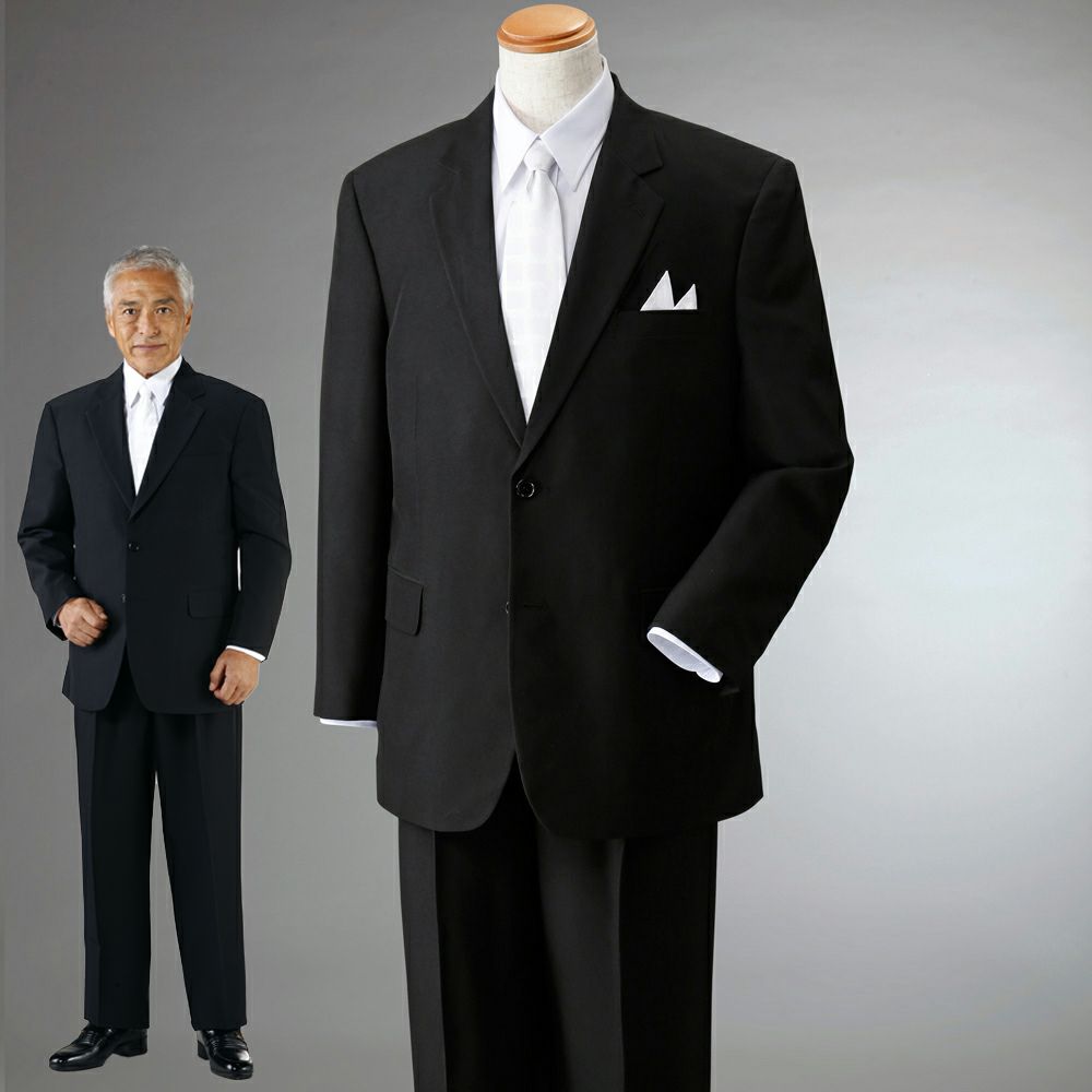 Frannco Collezioni］紳士黒礼装フォーマルスーツ(シングル)サイズ M
